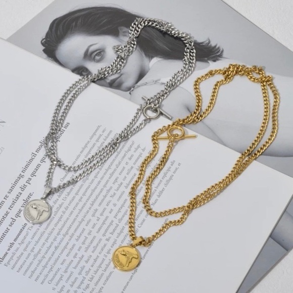 ¥ NEW 18K GOLD COIN CHUNKY CHAIN NECKLACE - Picture 3 of 5